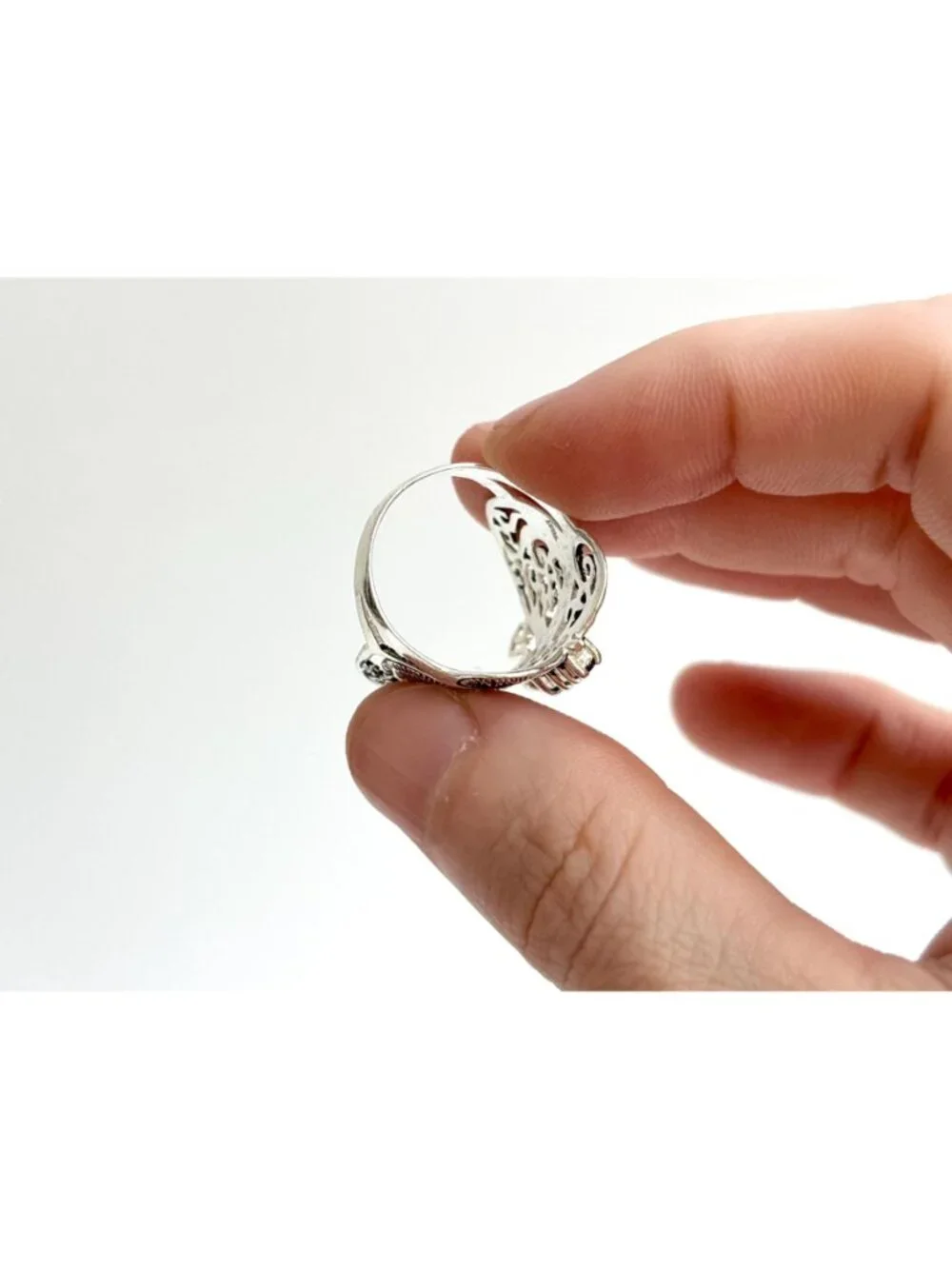 Butterfly Figural Amethyst Gemstone Sterling Silver 925 Vintage Ring - sz 8.5